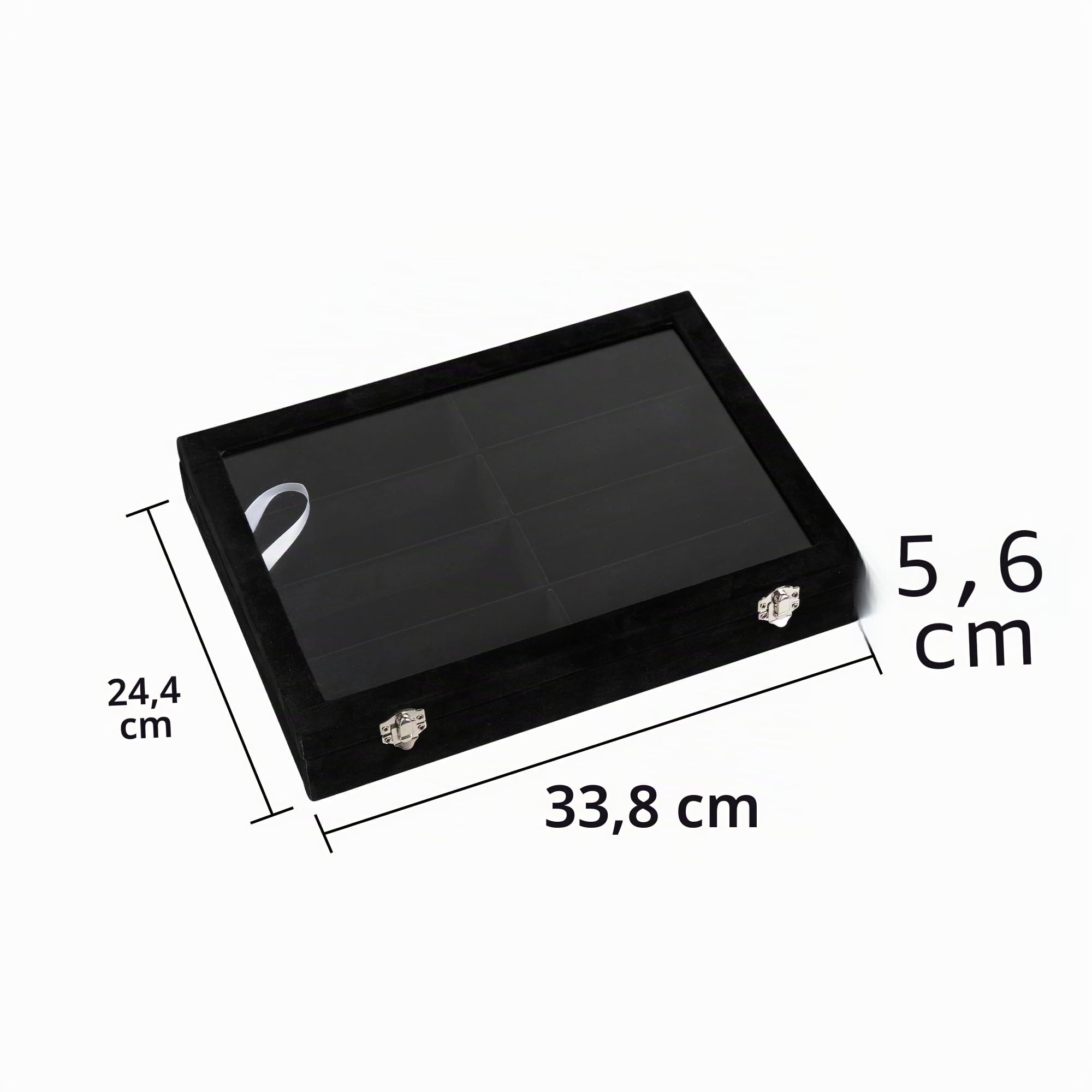 Frebeauty Organizer in velluto, vassoio per occhiali, vassoio per occhiali da sole con coperchio trasparente, custodia per occhiali da sole, espositore per occhiali da vista/orologi