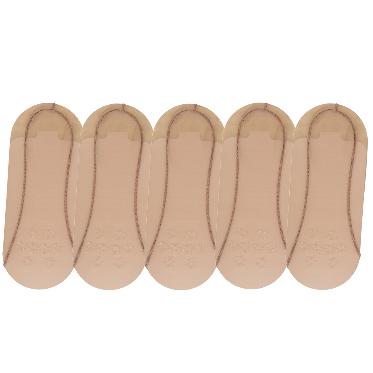 18MM Silicon Strap Invisible Footsies Shoe Liner Trainer Ballerina Socks 10 Colours (5 Pairs Coffee)