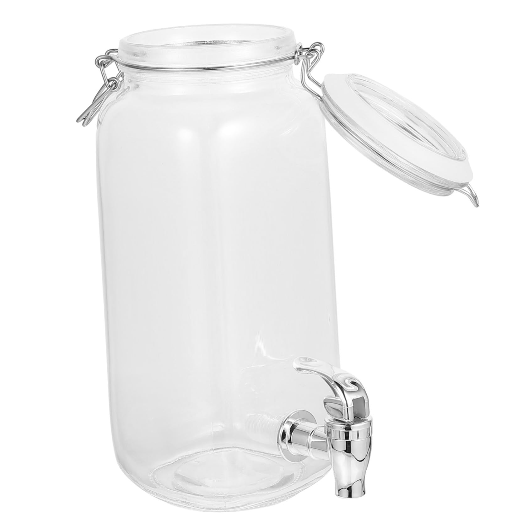 JECOMPRIS 1Pc Glass Juice Dispenser with Faucet Sealed Beverage Barrel for Home Use Convenient Drink Storage for Parties and Gatherings Easy Pour Design