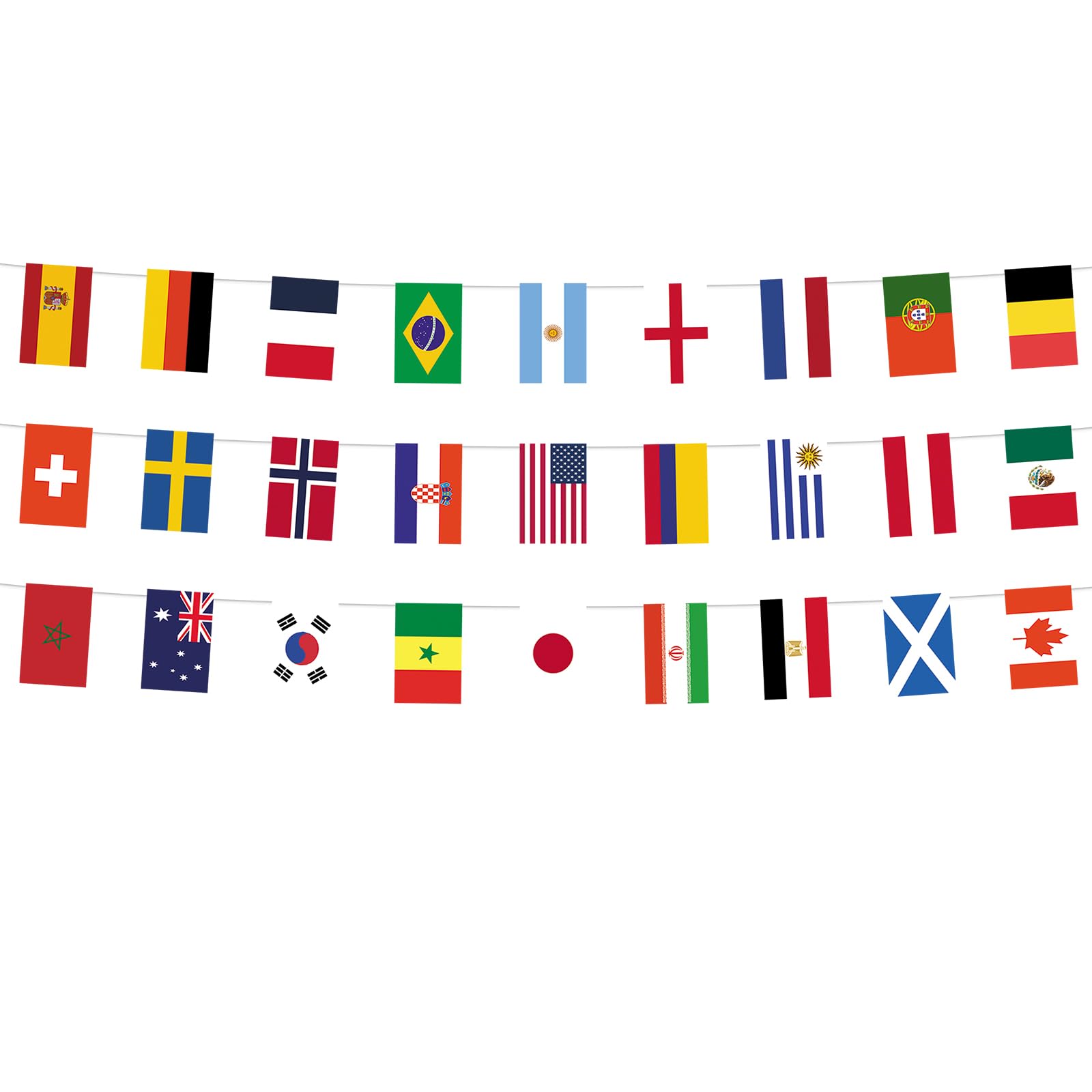 Oirigaga 2026 World Cup Flags Bunting, Mini Flags of 42 Nations for Football Tournaments and Party Decorations, 13m Double-Sided Fabric Banner for Decorating Pubs Clubs Restaurants Gardens, 14x21cm