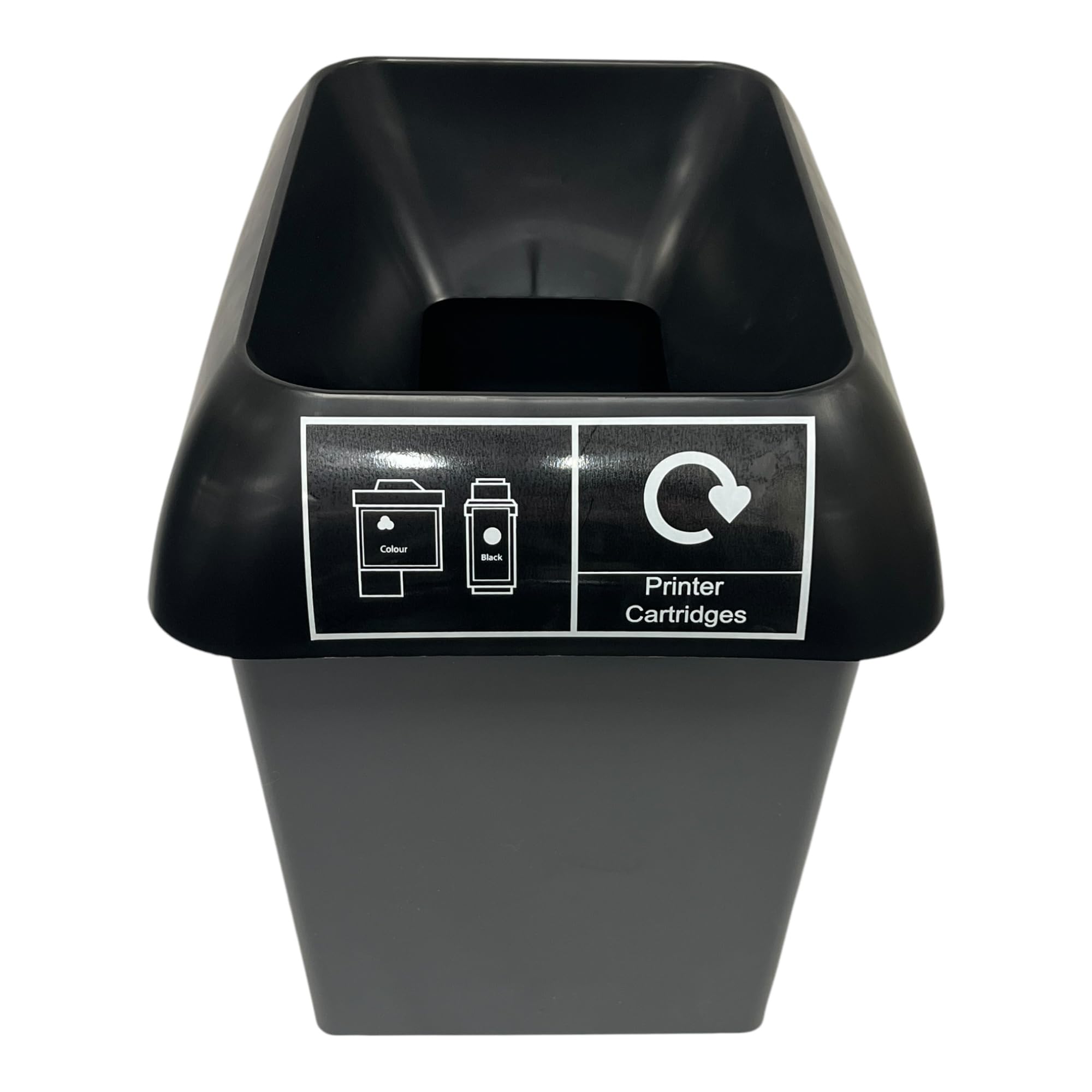 Chabrias 30 Litre Black Lid & Printer Cartridge Logo Recycling Bin – UK Made 100% Recycled Plastic Colour Coded Simpler Recycling Options — image 1