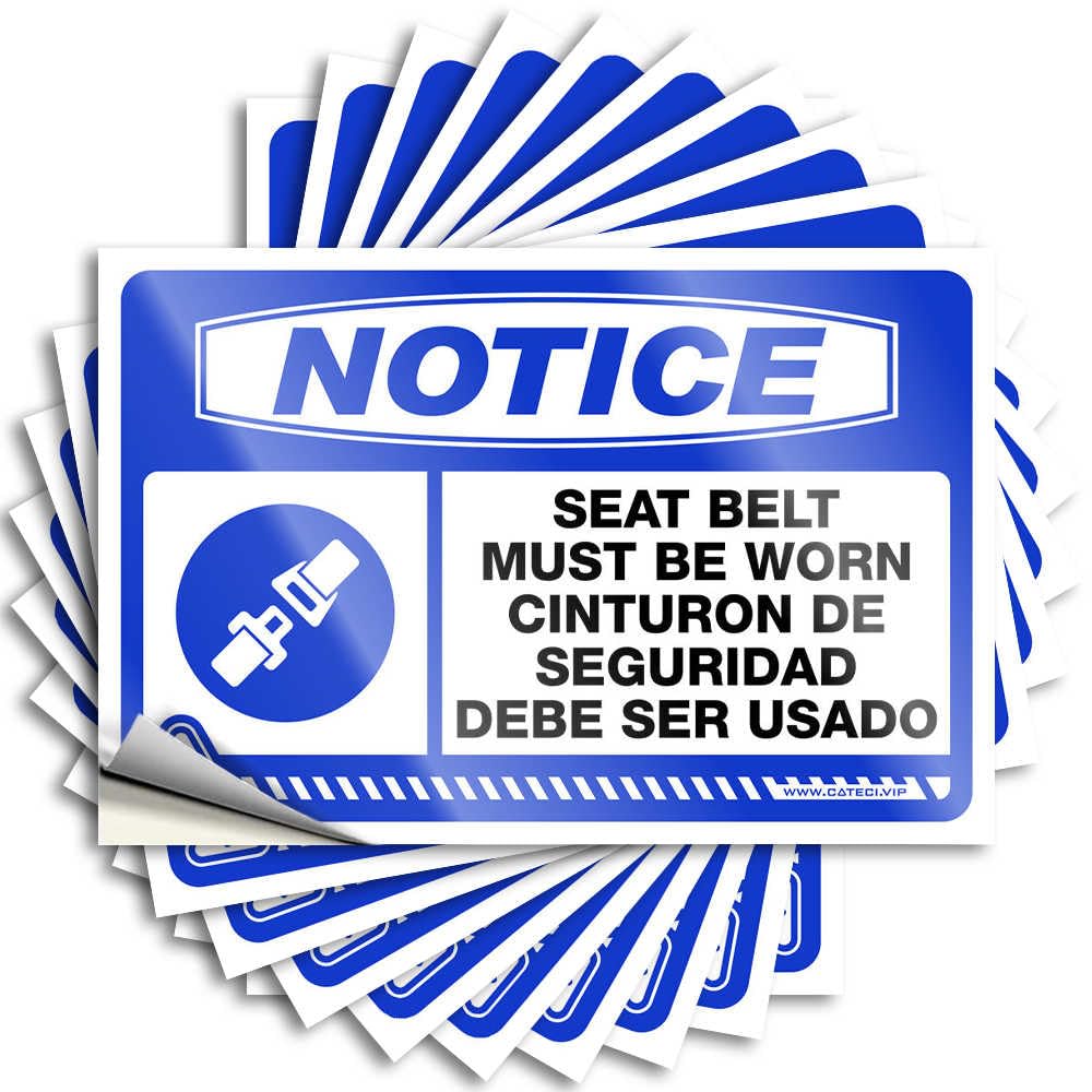 Fzfn Men's Colour Decal Goods Vinyl Sticker | Notice Seat Belt Must Be Worn Bilingual Vintage For Things Use(12X18cm)