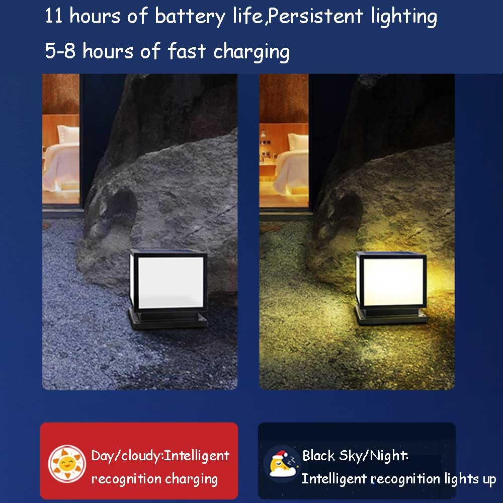Luci a Colonna solari a LED per Esterni,Impermeabili,quadrate,di Grandi Dimensioni,Nere,con Telecomando,Ideali per Illuminazione di Giardini e paesaggi.
