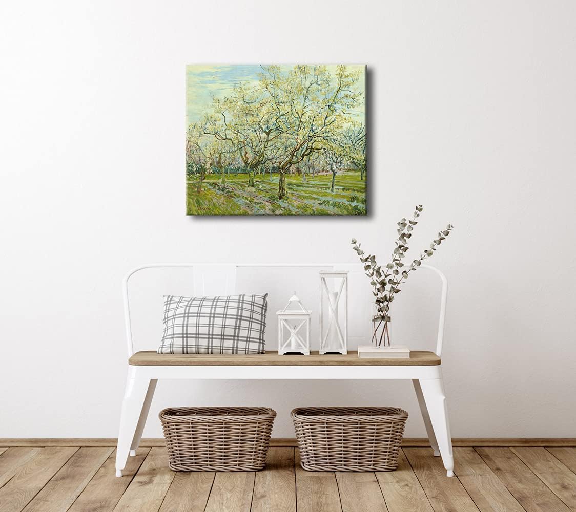 Wieco Art The White Orchard by Van Gogh Famous Oil Paintings Reproduction Large Modern Gallery Wrapped Landscapes Artworks Giclee Canvas Prints Green Pictures on Canvas Wall Art
