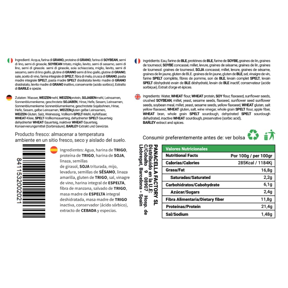 Protella - Pan de Molde Proteico Tierno, Muy Bajo En Carbohidratos - 450gr