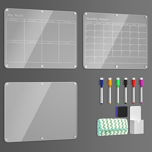 Calendario acrílico para nevera, N52 fuerte imán para evitar arañazos en el refrigerador, fácil de mantener un seguimiento del horario, calendario