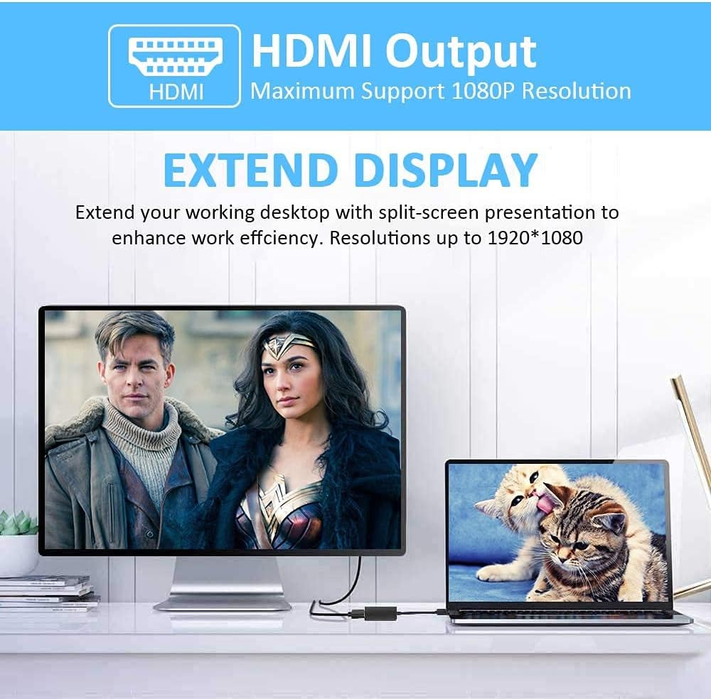 USB 3.0 to HDMI Adapter, 1080P Full HD Video and Audio Multi Monitor ...