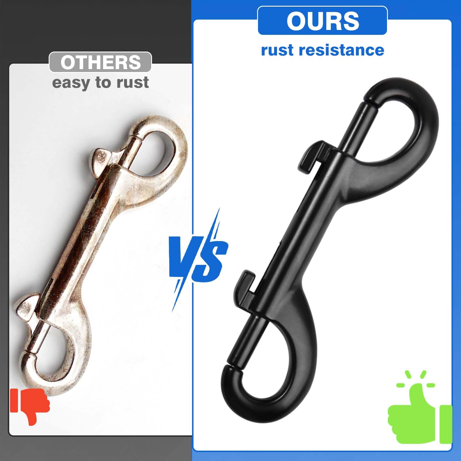 INJOYTEC Double Ended Bolt Snaps Hooks 4PCS 3.5 Inch Zinc Alloy Trigger Metal Clip 25 KG Load for Pet Dog Leash Water Bucket Hooks Key Chain Holder Carabiner Home Farm Indoor and Outdoor - Image 3