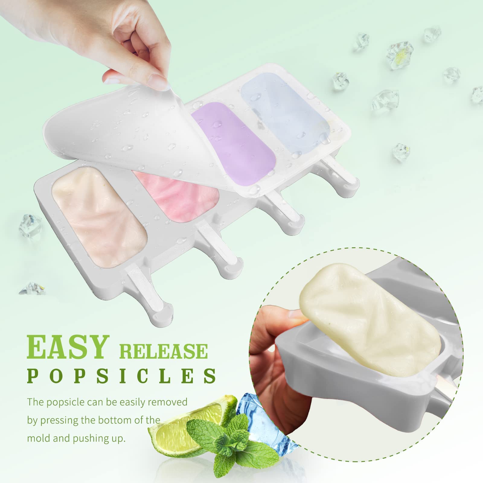 Nenkarn Eisformen Aus Silikon - 2 Stück Mit 100 Stäbchen & Deckel Für DIY-Eis