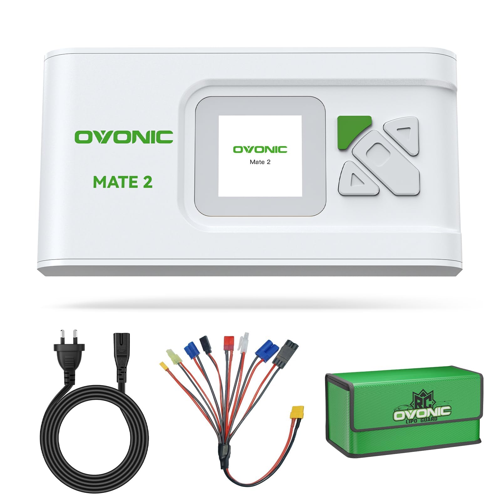 OVONIC Smart Akkuladegerät AC 200W 12A LiPo Balance-Ladegerät für LiPo/Li-Ion/LiHV/Life (2–6S) und NiMH (4–15S) Weiß Mate2