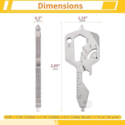 Miniatura 8 de Supuse Multiherramienta de bolsillo en forma de llave 20 en 1, paquete de 2 dispositivos EDC versátiles, llavero abridor de botellas, llavero