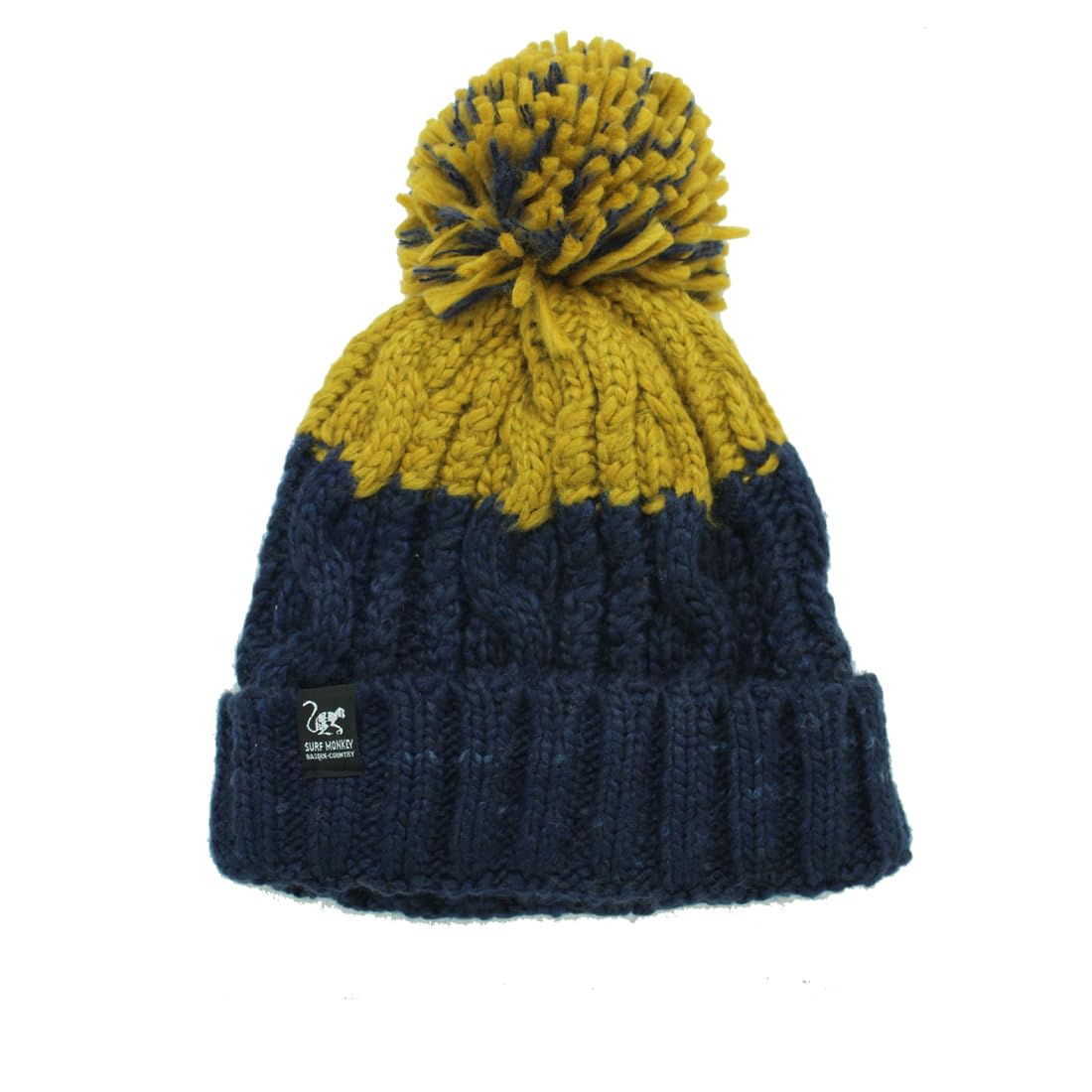 Surf Monkey Bonnet d'hiver unisexe avec pompon, taille unique, doublure polaire intérieure