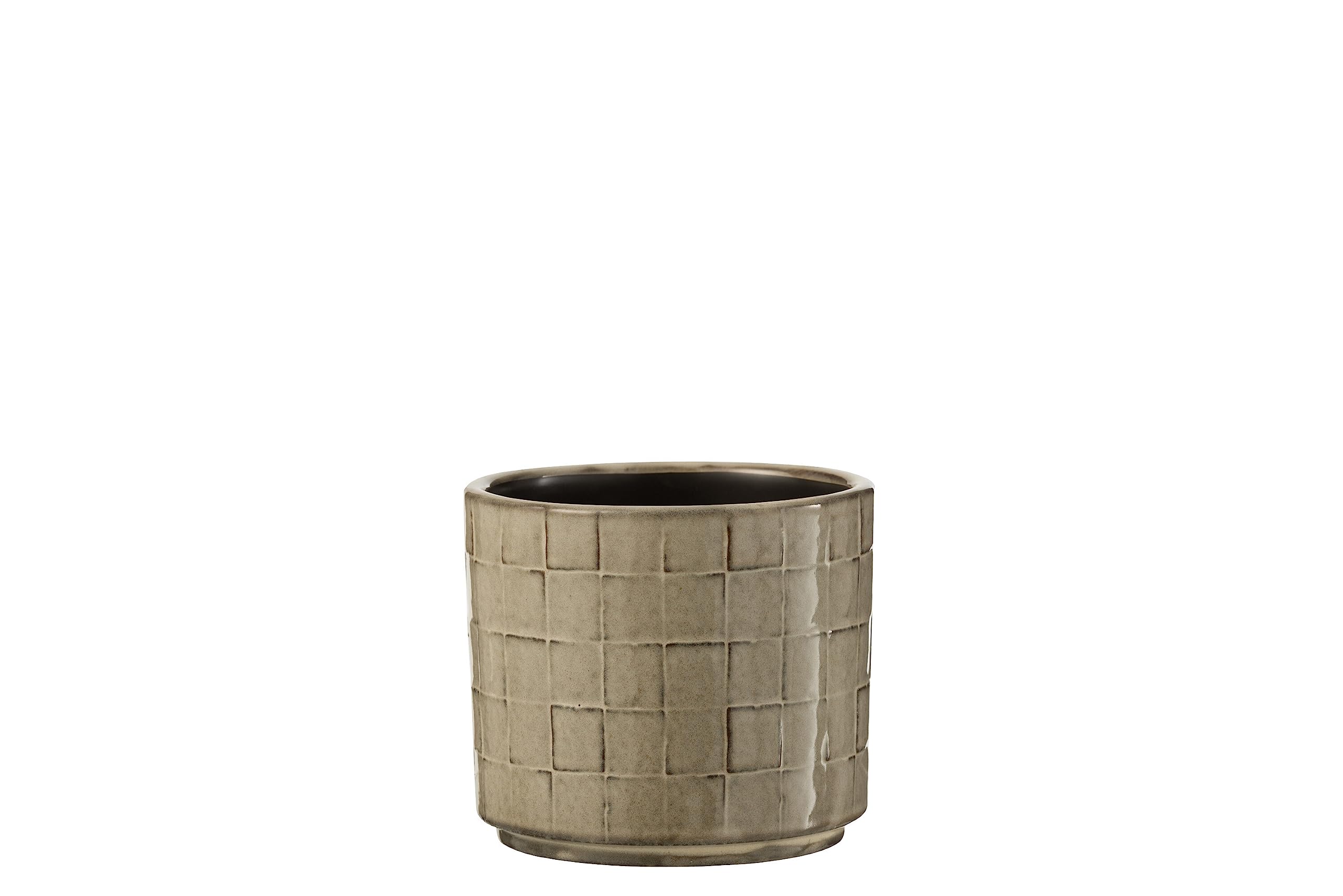 Round Ceramic Planter 12x12x11cm, Beige,Beige/Grey, One Size