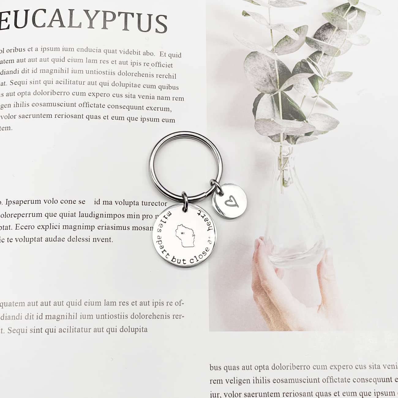 JJTZX Miles Apart but Close at Heart United States Keychain - Long Distance Relationship Gift