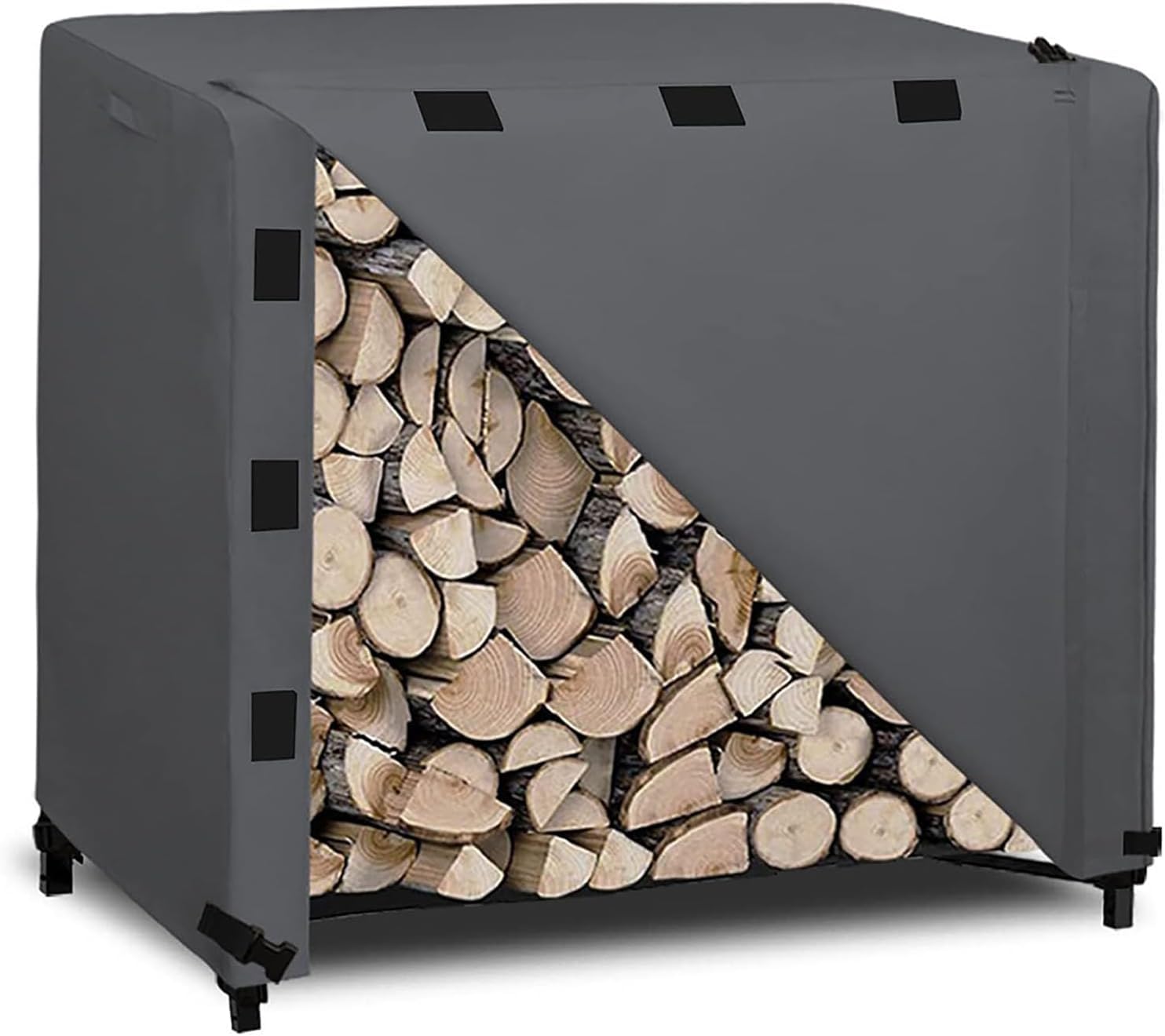 Housse de support de bois de chauffage imperméable en tissu Oxford 600D robuste de couleur grise