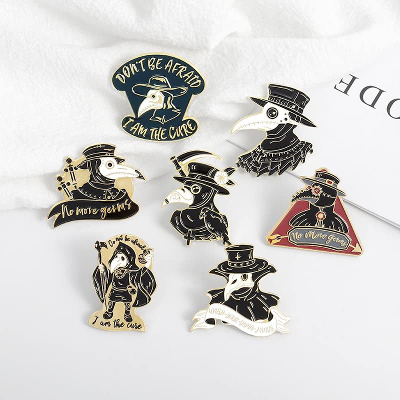 Punk Plague Doctor Emaille Revers Pin Gothic Pin Badge Black Death Fashion Pin Gift voor Verpleegkundige Vriend Sieraden