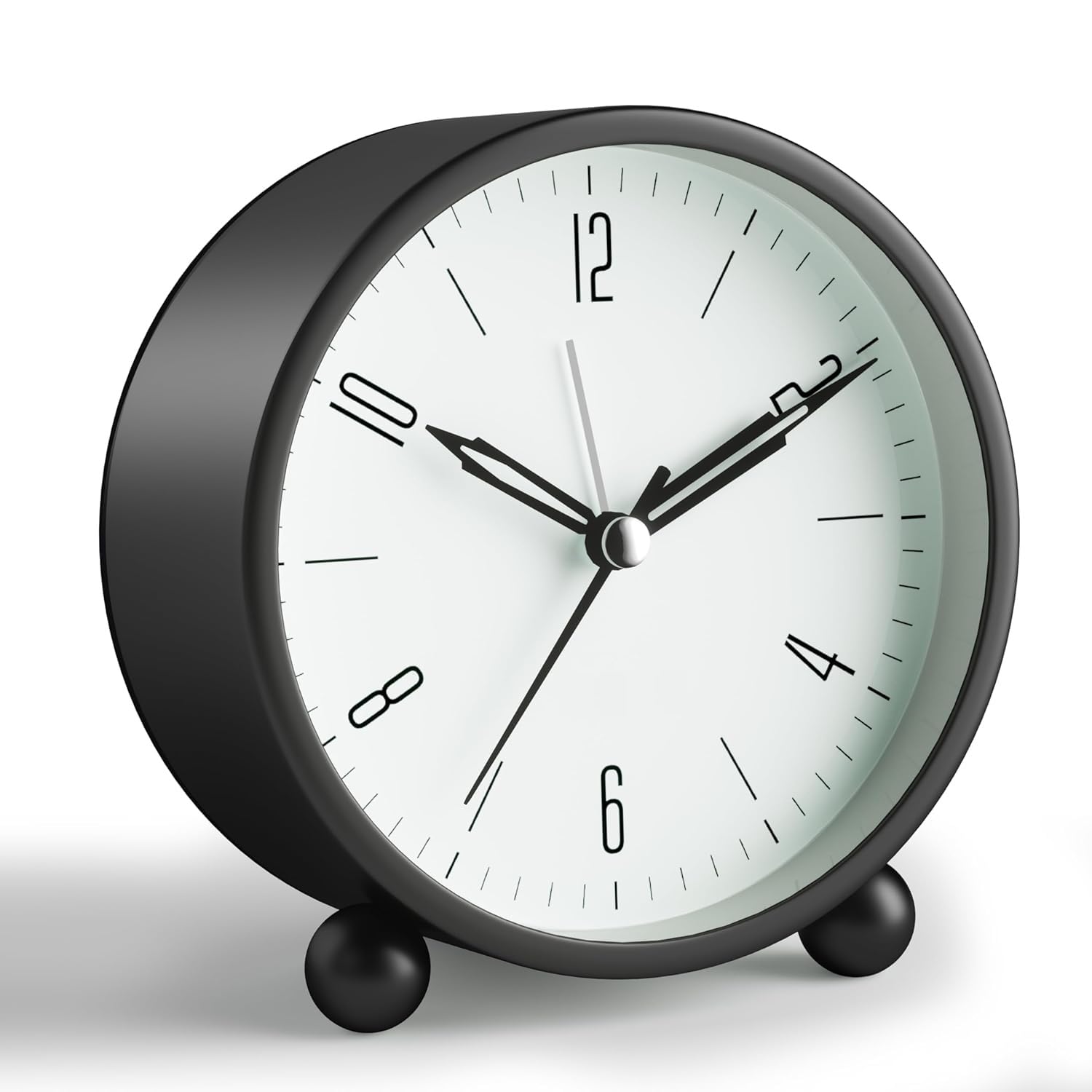 PXBQ Table Clocks, Simple Design Small Desk Clock Night Light,Silent Non-Ticking,Battery Powered,for Kids, Bedroom, Travel, Analog Table Clock, Table Clock (Black A2) 3