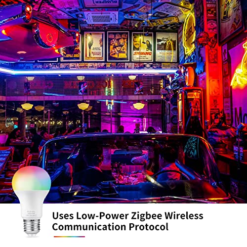 ampoule led zigbee ampoule couleur e27 ampoule connectée 9w ampoule intelligente zigbee changement dimmable rgb 12 choix de couleurs edison screw smart ampoule pour la maison,décoration,bar (rgb)