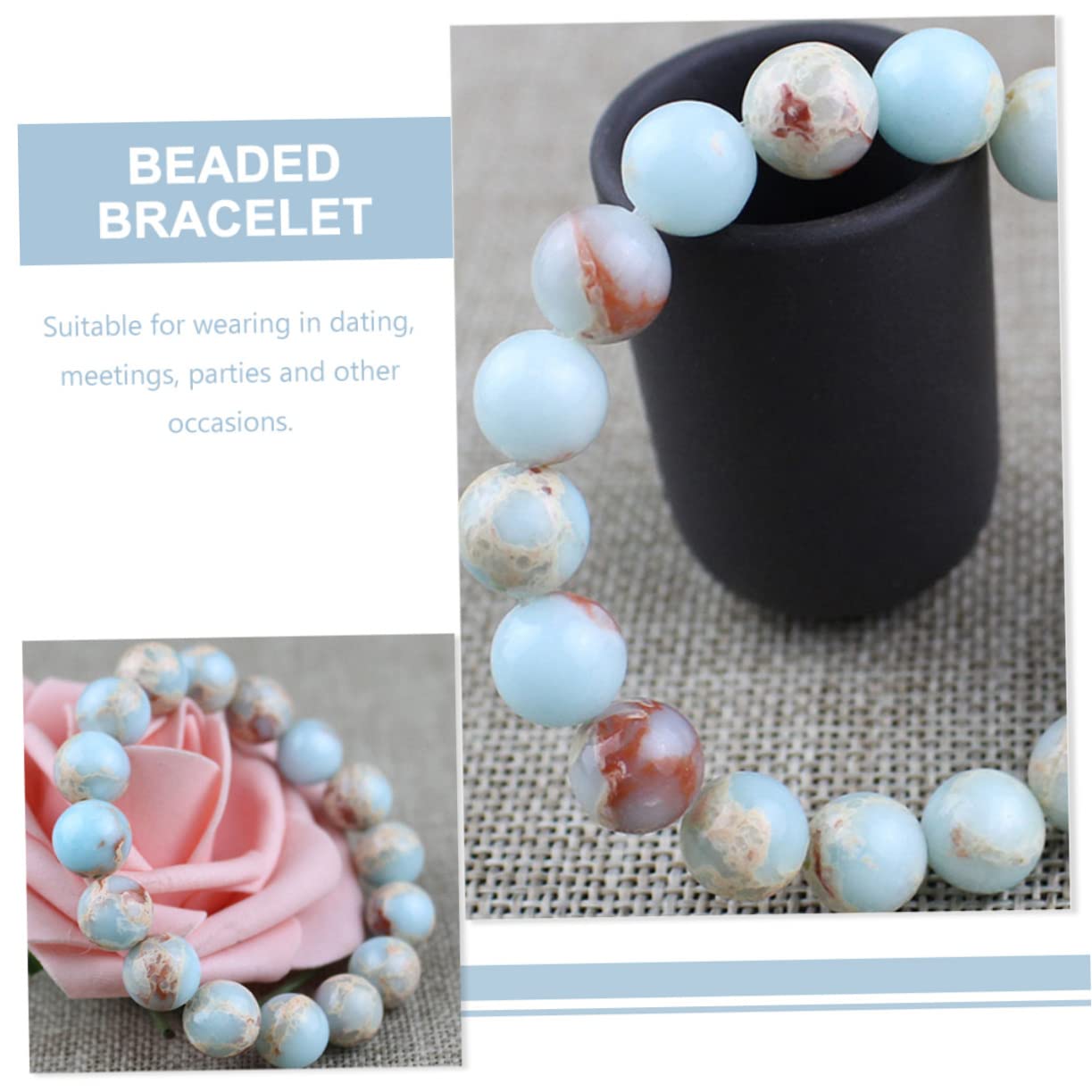CCXXYGWJ Schmuck Blaues Armband Perle Mädchen Perlen Natürliche Miss Runde Perlen