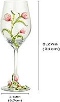 Vista 2 de Simcat Handmade Painted Enamel Flower Glass Wine Glasses Transparent Refined Goblet, Stem For Cabernet, Gifts