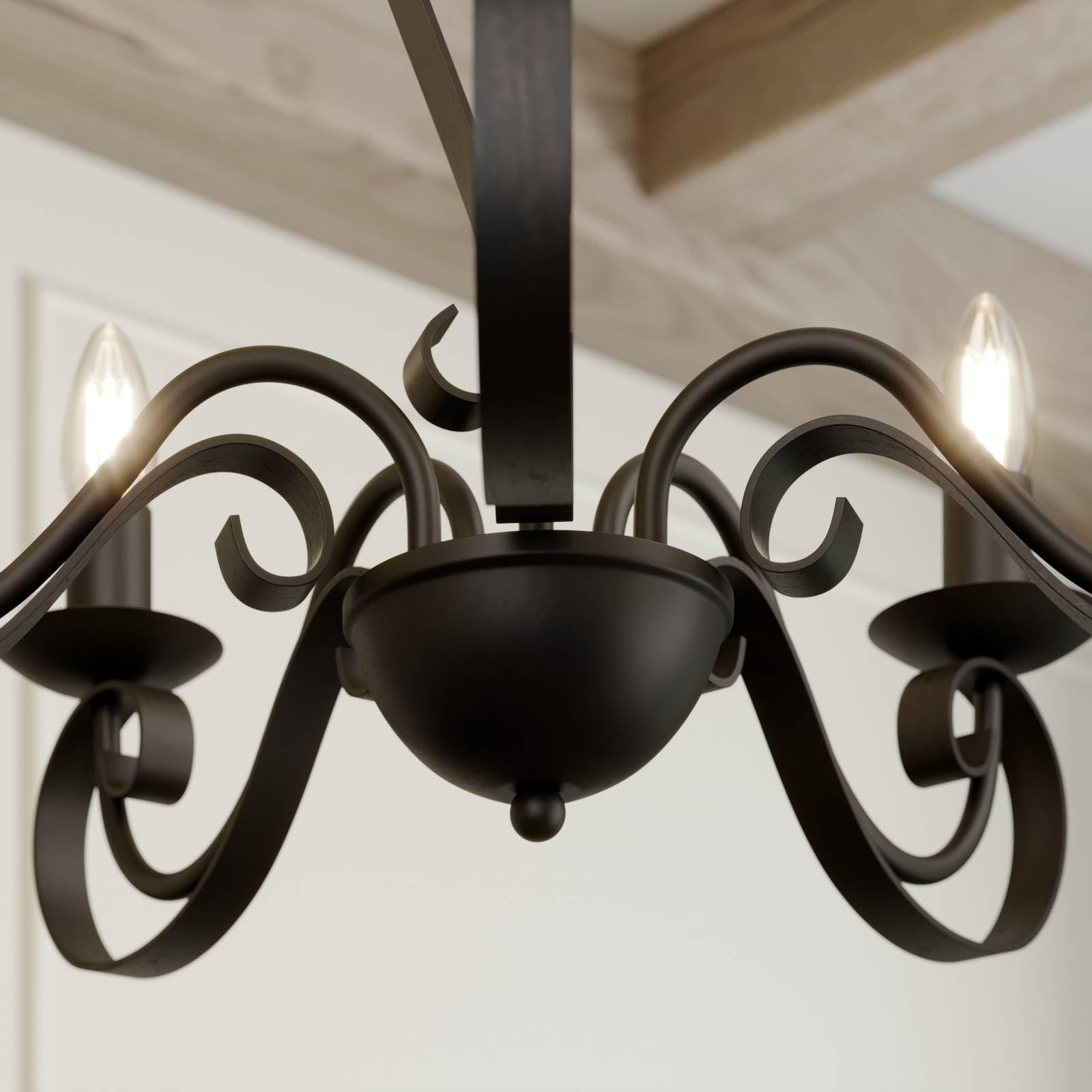 Lindby Kronleuchter Shervan (Retro, Vintage Antik) in Braun aus Metall (5 flammig E14) - Pendelleuchte Hängelampe Lüster Lampe Deckenleuchte Deckenlampe Wohnzimmerleuchte