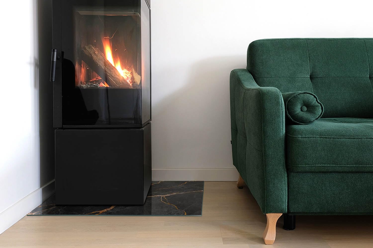 Piastra per camino e stufa 60x40cm Rettangolare Resistente a Scintille Resistente alle Alte Temperature di Vetro Temperato Protezione del Pavimento Design Elegante - Marmo elegante con venature