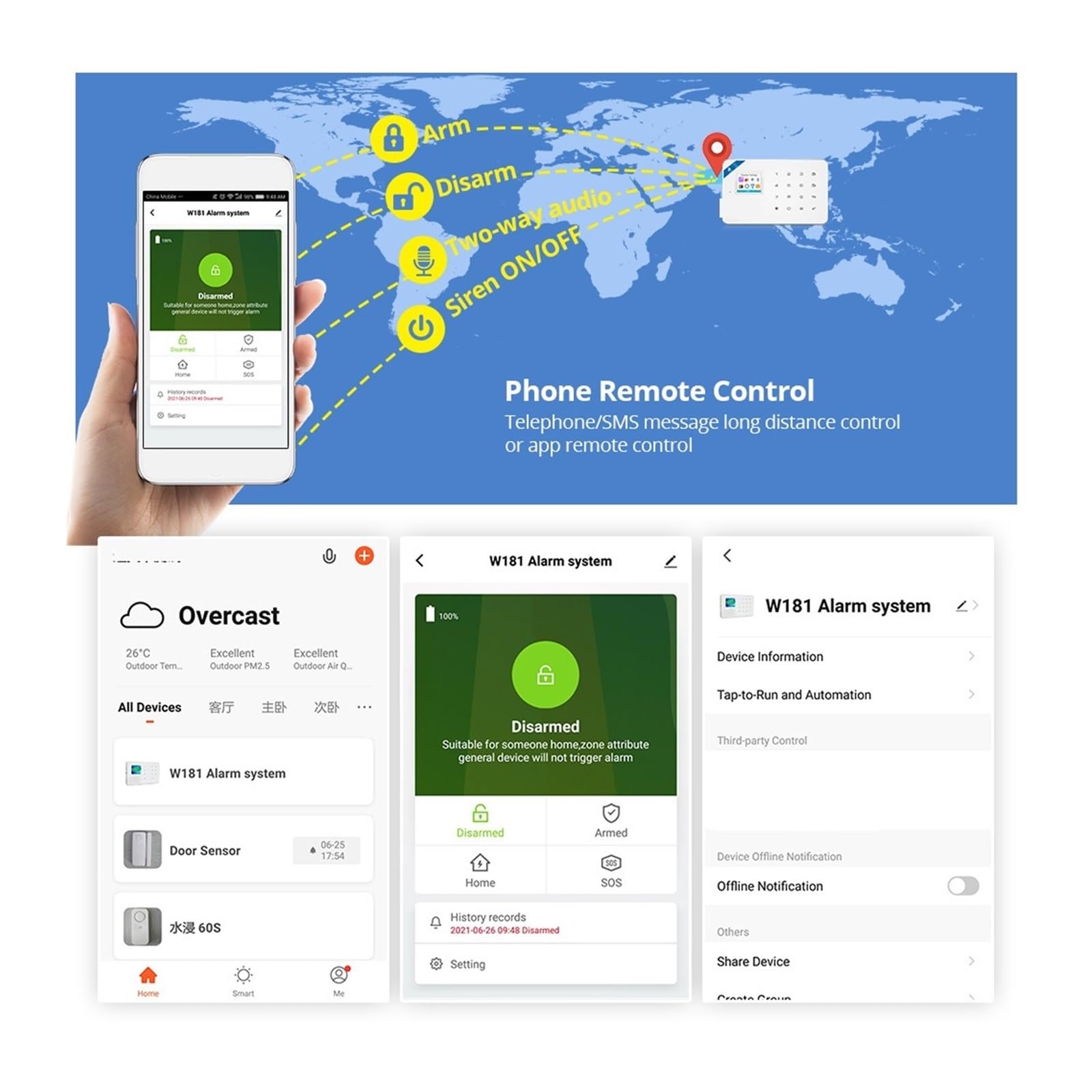 Sistema de alarma para la seguridad del hogar, Alarma Inteligente GSM Tuya De Alarma De Casa Inteligente Kit De Seguridad De Alarma Inalámbrico 3MP Cámara IP Control Sirena De Marcación Automática Par