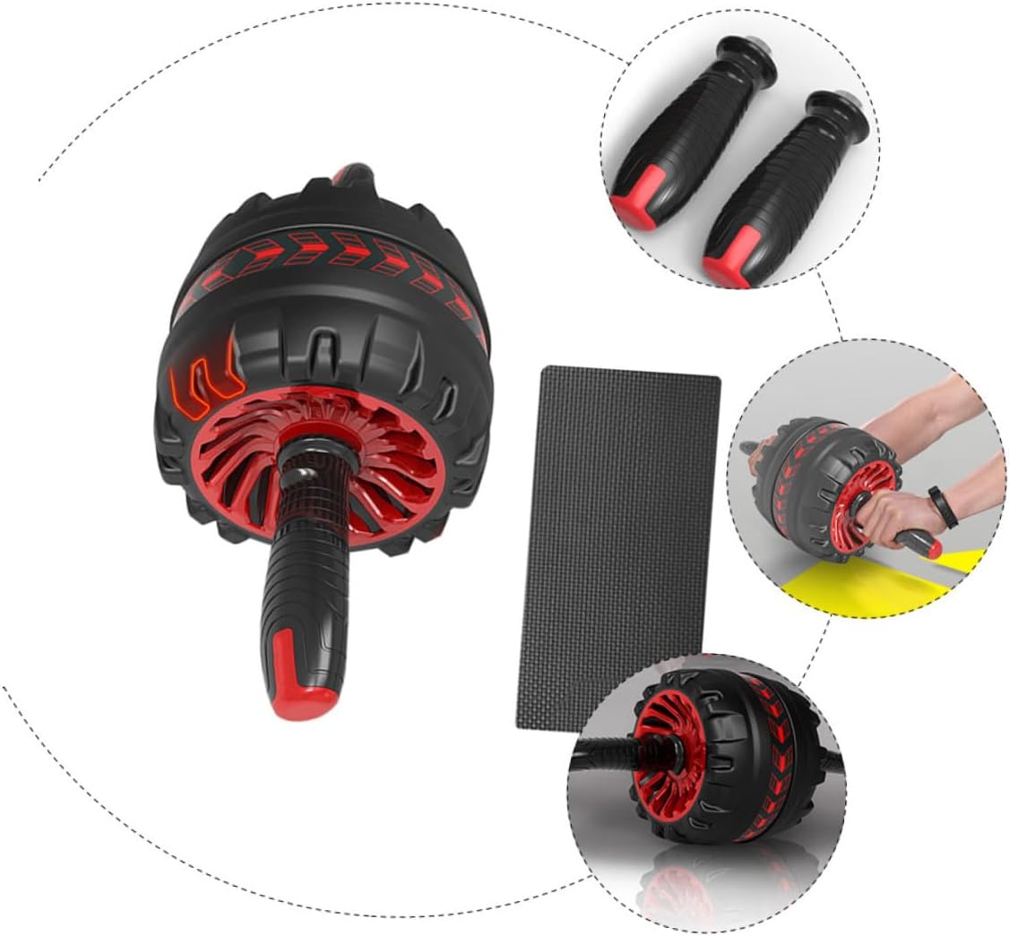 Automatic Rebound Ab Wheel Roller with Knee Pad, Double Wheel Abdominal Exercise Fitness Equipment for Indoor Core Training and Ab Workout