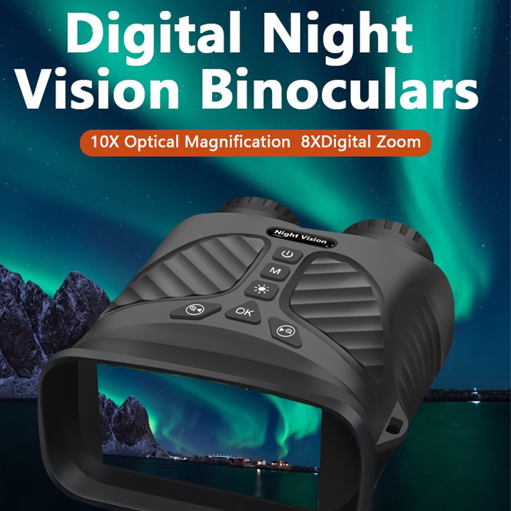 Mochalight Night Vision Goggles 2.5K Digital Infrared Night Vision Binoculars,3'' Screen 8X Digital Zoom Rechargeable Hunting Night Vision for Outdoor Camping Green
