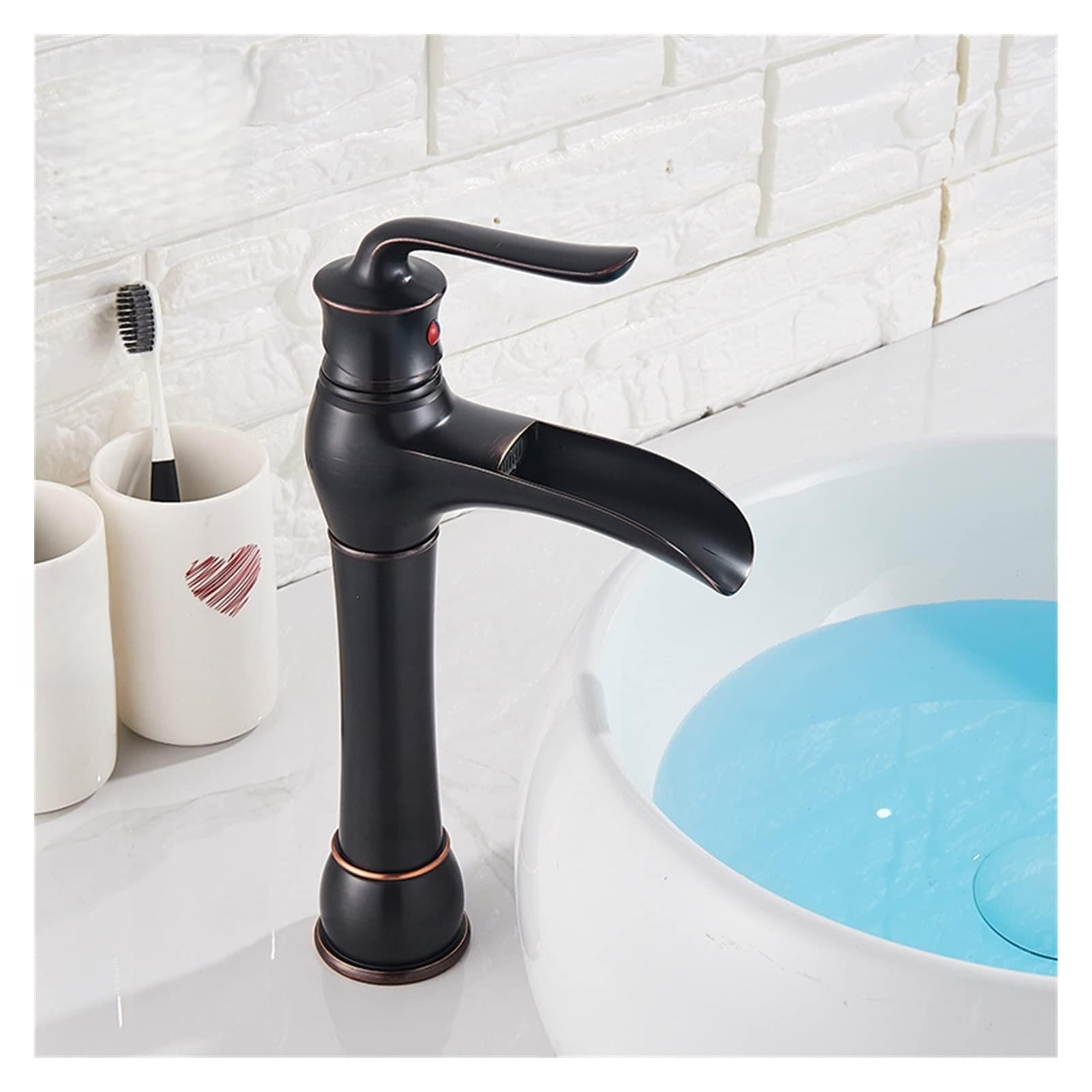 Mooilko Black Brozne A Bronze Black Faucet Bathroom Sink Faucet Hot Cold Water Mixer Crane Deck Mounted Single Handle Bath Tap Basin Faucets Easy To Install(Black Brozne A)