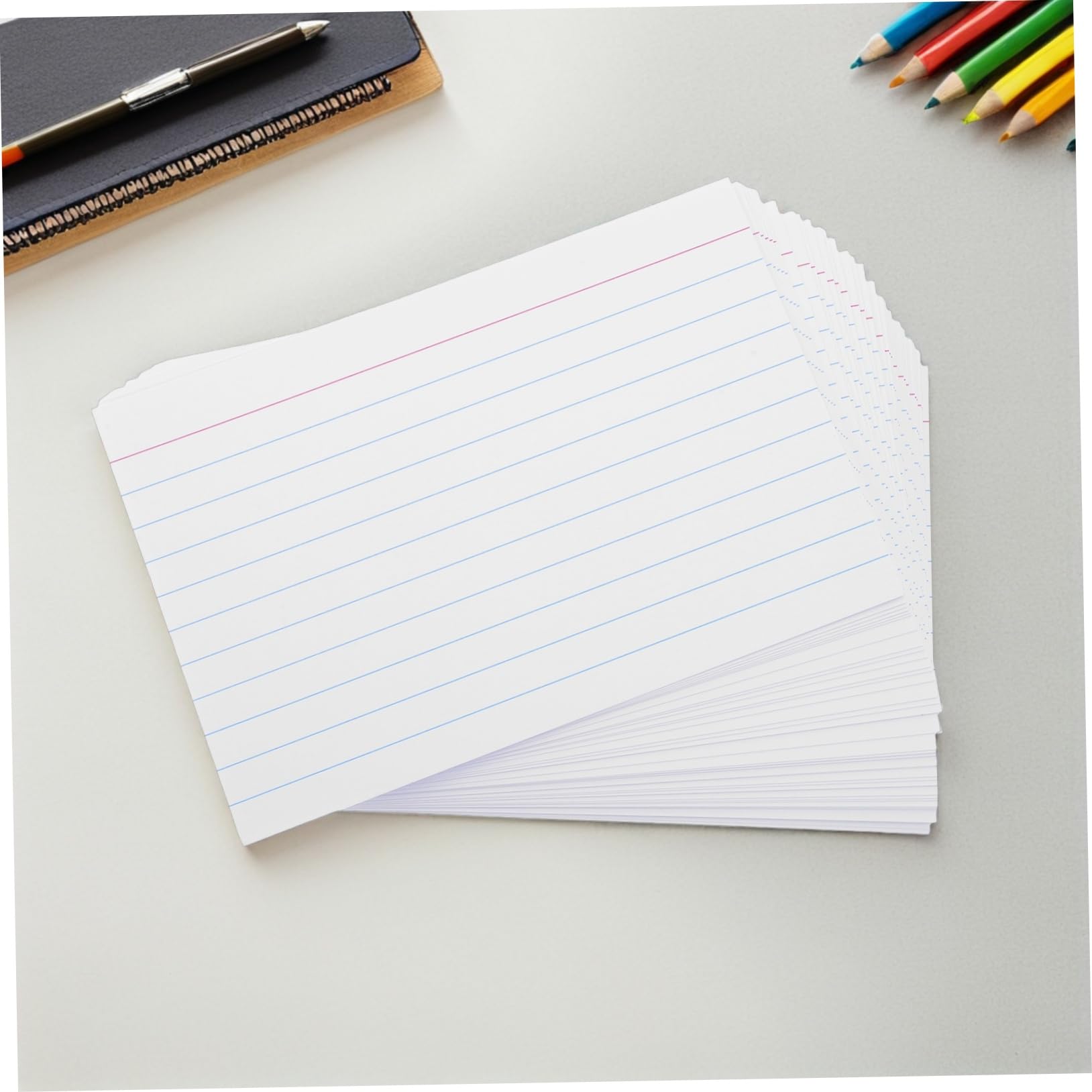 Robuste Notizkarten und Glatter Schreibfläche 4 Zoll Linierte Karteikarten 200 aus Papier mit Horizontalen Linien für Büro und Lernvorbereitung