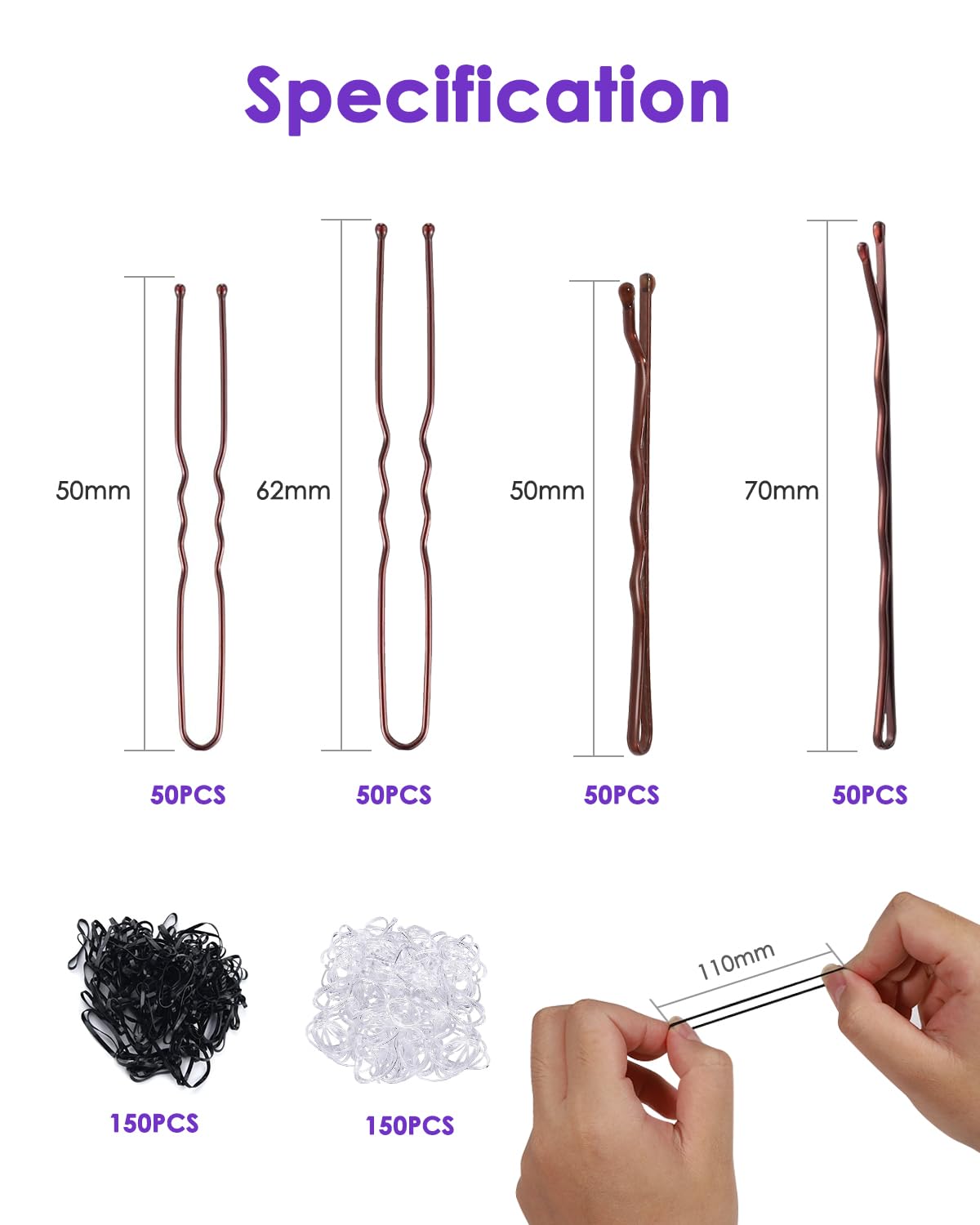500PCS Bobby Pins Brown Set, BUNTOR Invisible Wave Hair Clips with Storage Box - Image 2