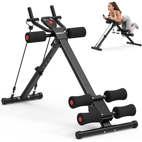 DERACY Ab Workout Machine Adjustable Ab Trainer Abdominal Trainer for Home Gym Foldable Ab Crunch Machine for Core 440 LBS