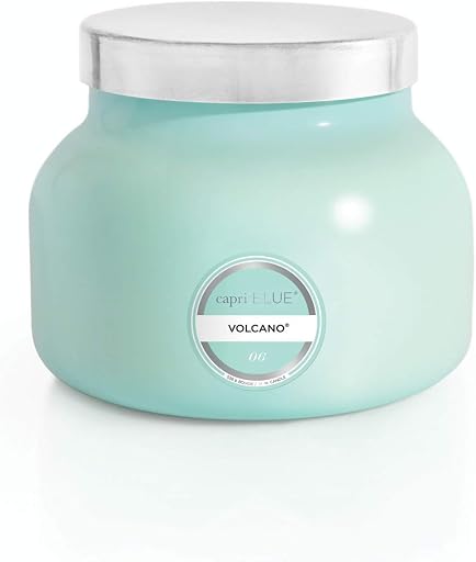 Capri Blue Volcano Scented, Glass Jar Candles for Home with Tropical Fruit & Sugared Citrus, Soy Wax Blend, Aqua Color (19 Oz)