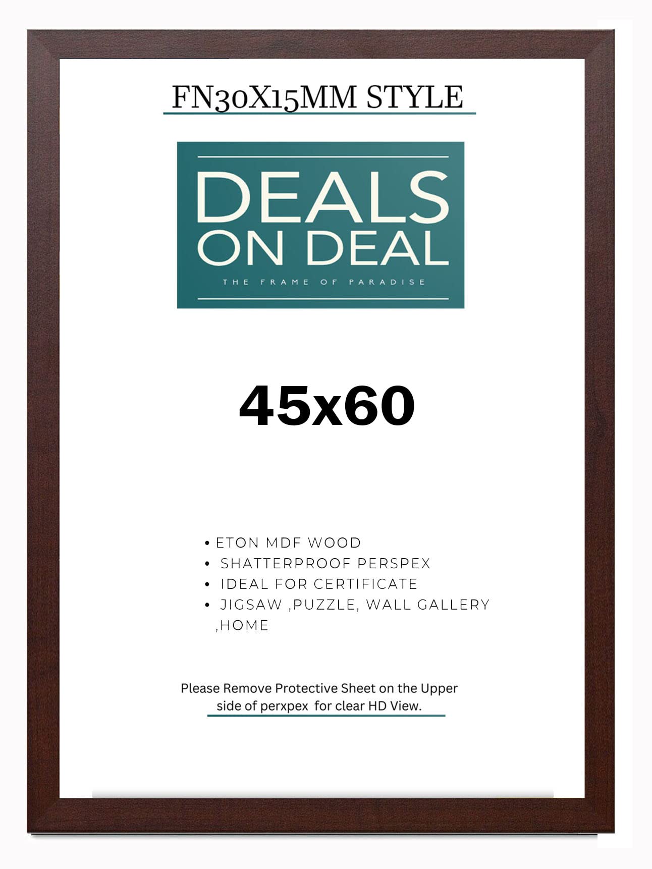DEALS ON DEAL 45x60cm Picture Frame Solid MDF Wooden Jigsaw Puzzle Poster Frame, High-end Modern Style, Made High Definition Acrylic Front for Wall and Tabletop Photo Display [MAHOGONY 45x60]