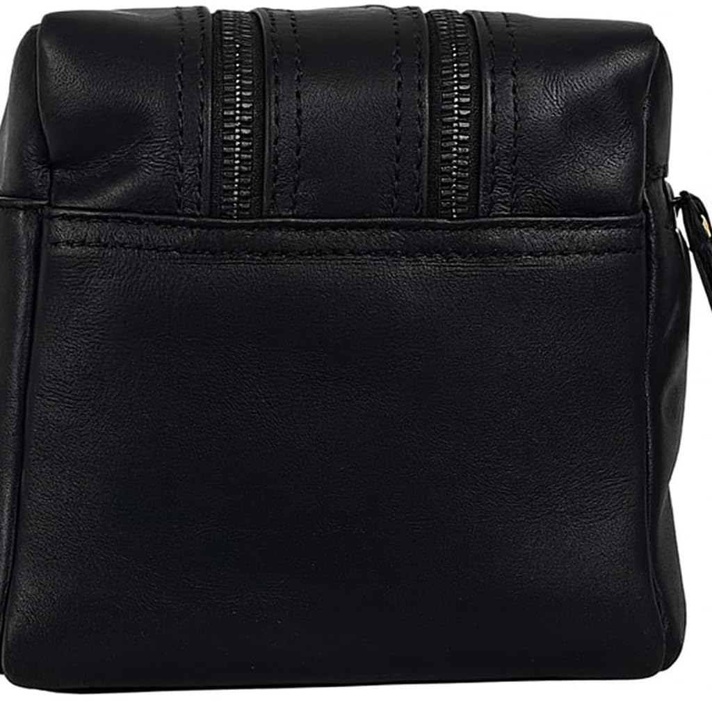 Kulturtasche aus Leder, Elegante Kosmetiktasche für Damen und Herren (Oil Pull-Up, Schwarz)