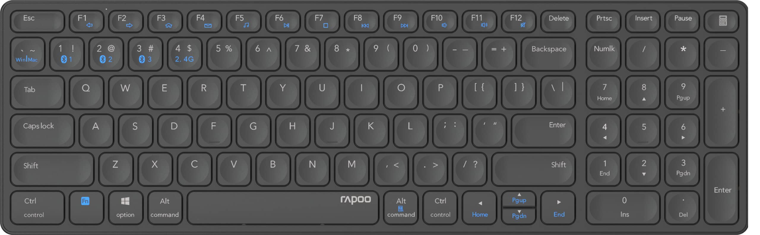 Rapoo I Teclado inalámbricos, Teclado Ordenador, QWERTY Portugués, Gris | Multimodo, con Bluetooth y conexión de 2.4 GHz, conectividad para Varios Dispositivos y diseño Ultrafino, E9700M