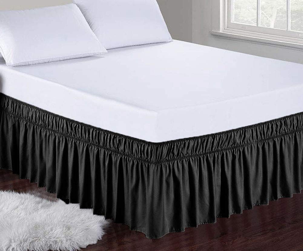 Obytex Wrap Around Bed Skirts Fashional Elastic Dust Ruffle Silky Soft & Wrinkle Free Classic Stylish Look in Your Bedroom
