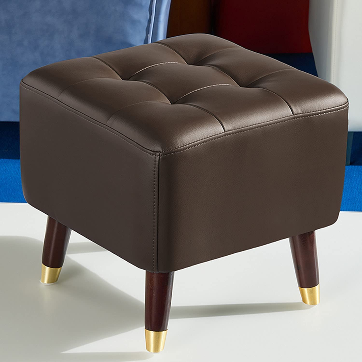 Tabouret repose-pieds en cuir de haute qualité et acier inoxydable