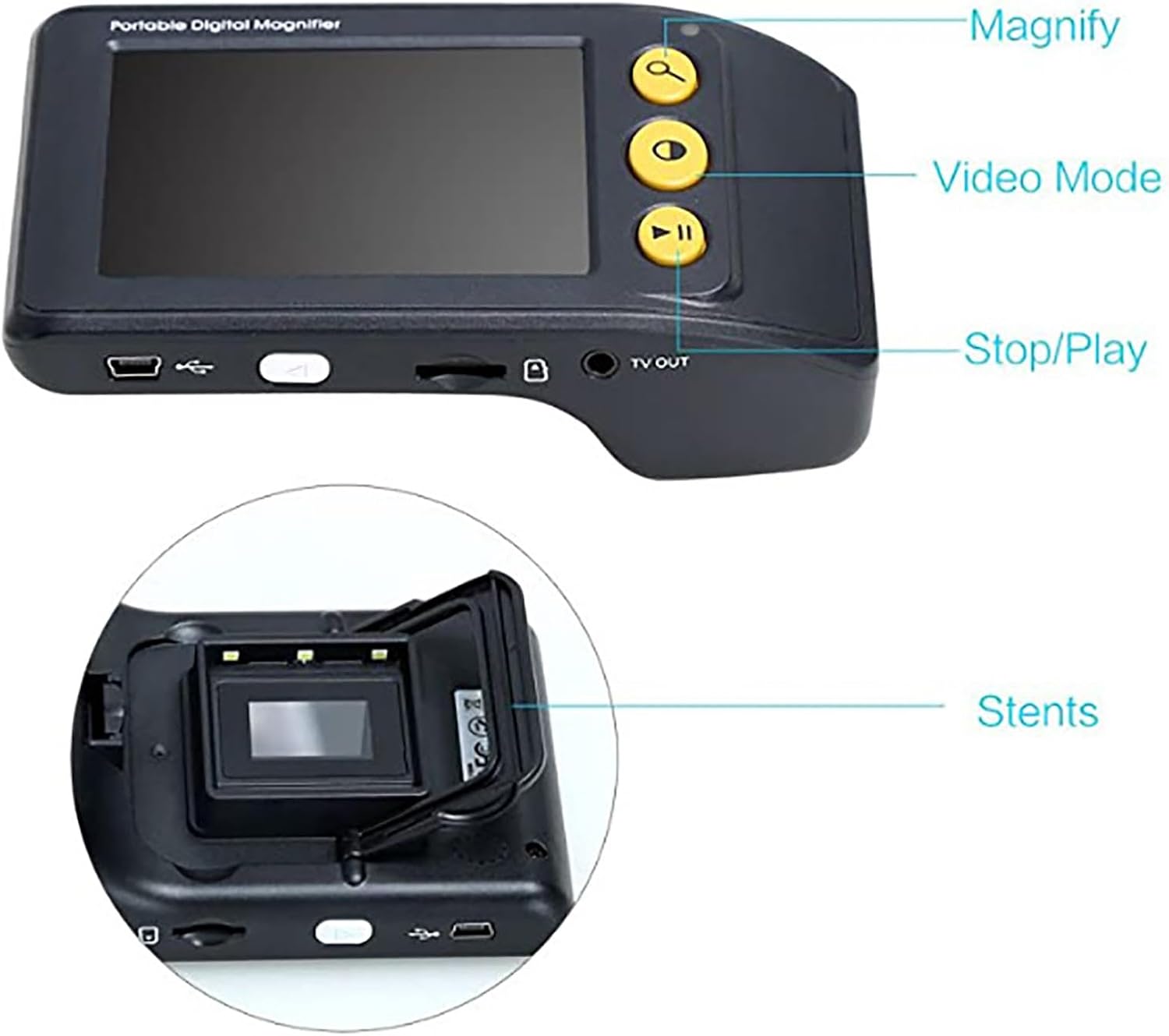 Electronic Reading Magnifier, Handheld Video Digital Magnifier with 3.5 Inch LCD Screen, 2x-25x Zoom and Multiple Color Modes, for Visually Impaired/Low Vision/Color Blindness Etc
