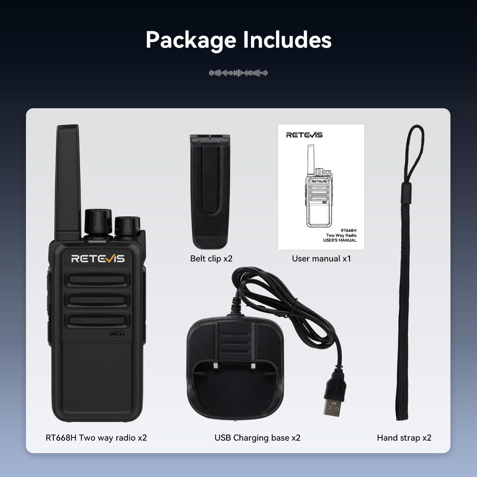 Retevis RT668H Talkie-Walkie, Talkie walkie avec Affichage Caché, Type C 1200mAh VOX, Squelch, Robuste, Talkie Walkie Rechargeable pour Cadeau D'équitation en Famille (2 Pièces, Noir)