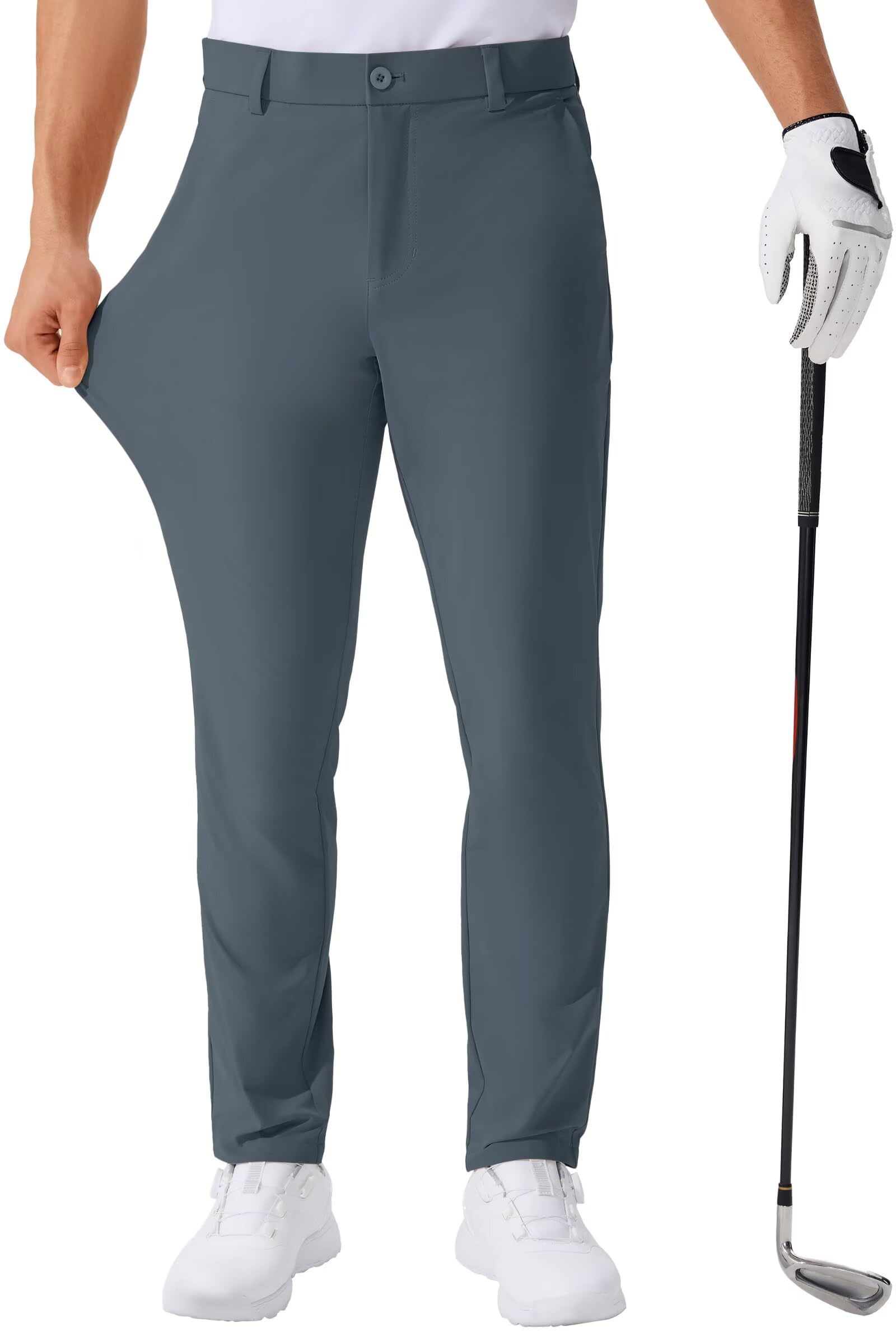 jurunfeng QPNGRP Men's Golf Pants 30"/32"/34" Inseam Lightweight Stretch Work Dress Pants LronGrey 35Wx30L