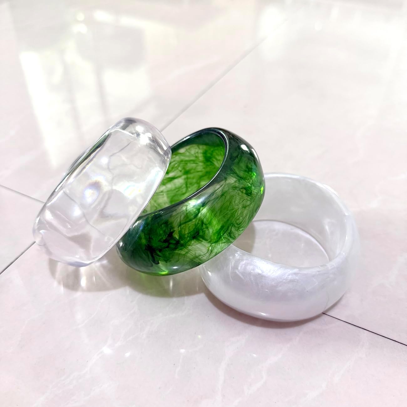 Colorful Chunky Resin Bangle Bracelet Set for Women Geometric Acrylic Big Cuff Bracelets Punk Thick Wide Statement Bangle Bracelets for Women Resin Jewelry - Image 3