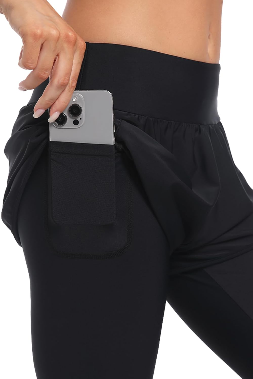 Seagoo Women's Swim Short with Long Legging Modest Swimming Board Shorts Sun Protection High Waisted Boy Shorts Black