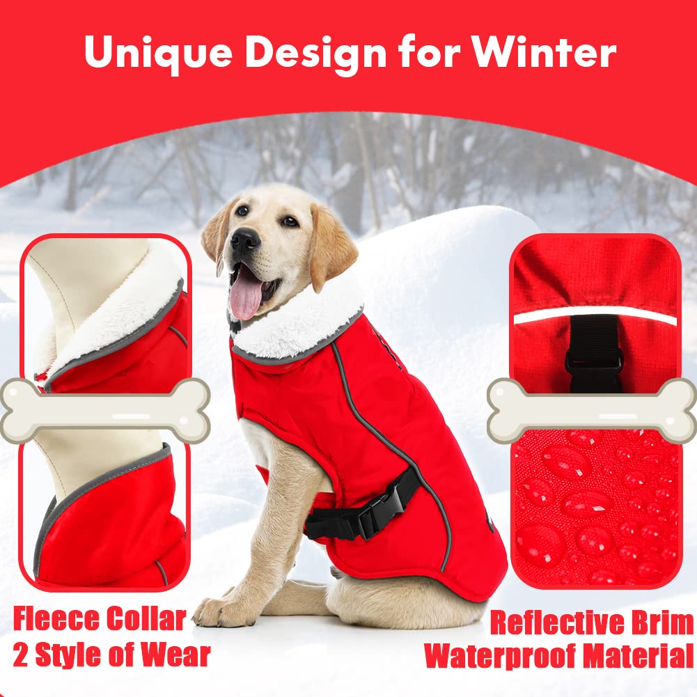 EMUST Giacca invernale per cani invernali, accogliente giacca antivento per cani per il freddo, gilet per cani di colore solido per l'inverno per cani di taglia media, rosso M