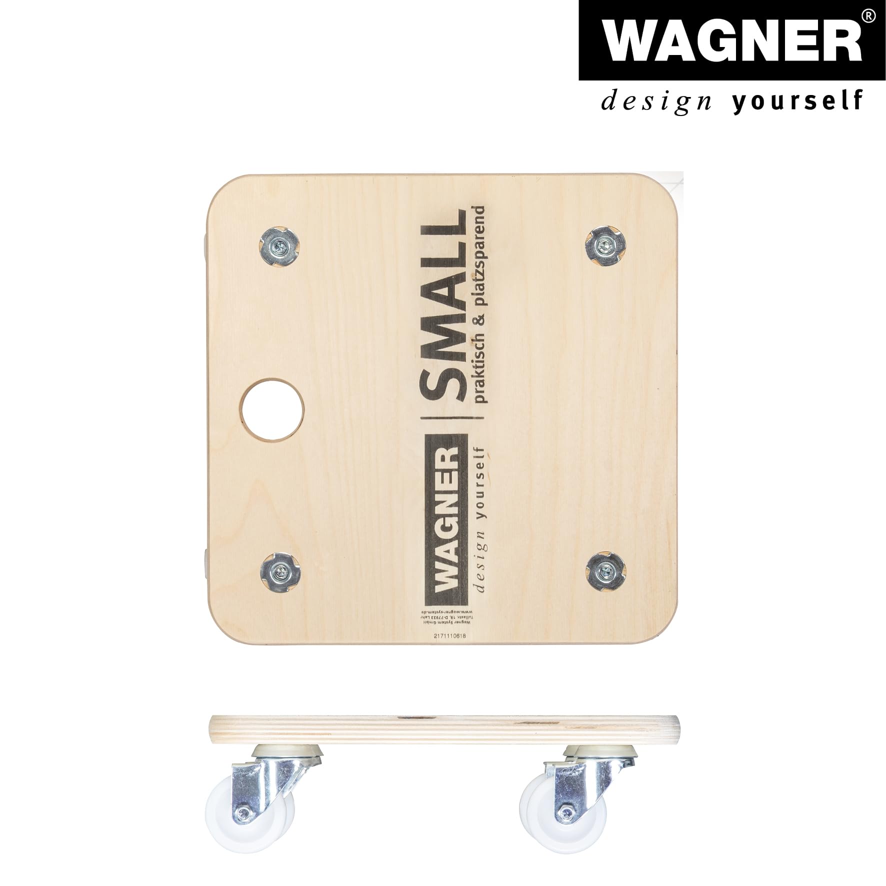 Wagner Chariot de Transport MM 1352 I 29 x 29 x 8,5 cm - Charge 250 kg - pour Objets, équipements et Meubles I Trou de préhension I très Mobile I certifié FSC® - 20135201