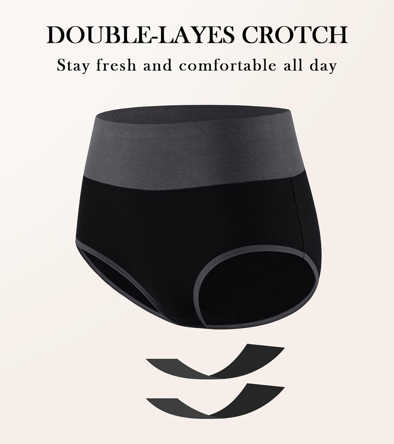 K-CHEONY Womens Cotton Underwear High Waisted Panties Full Coverage Soft Stretch Breathable Ladies Briefs 5 Pack - Image 6