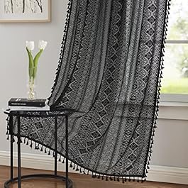 Black Boho Linen Textured...