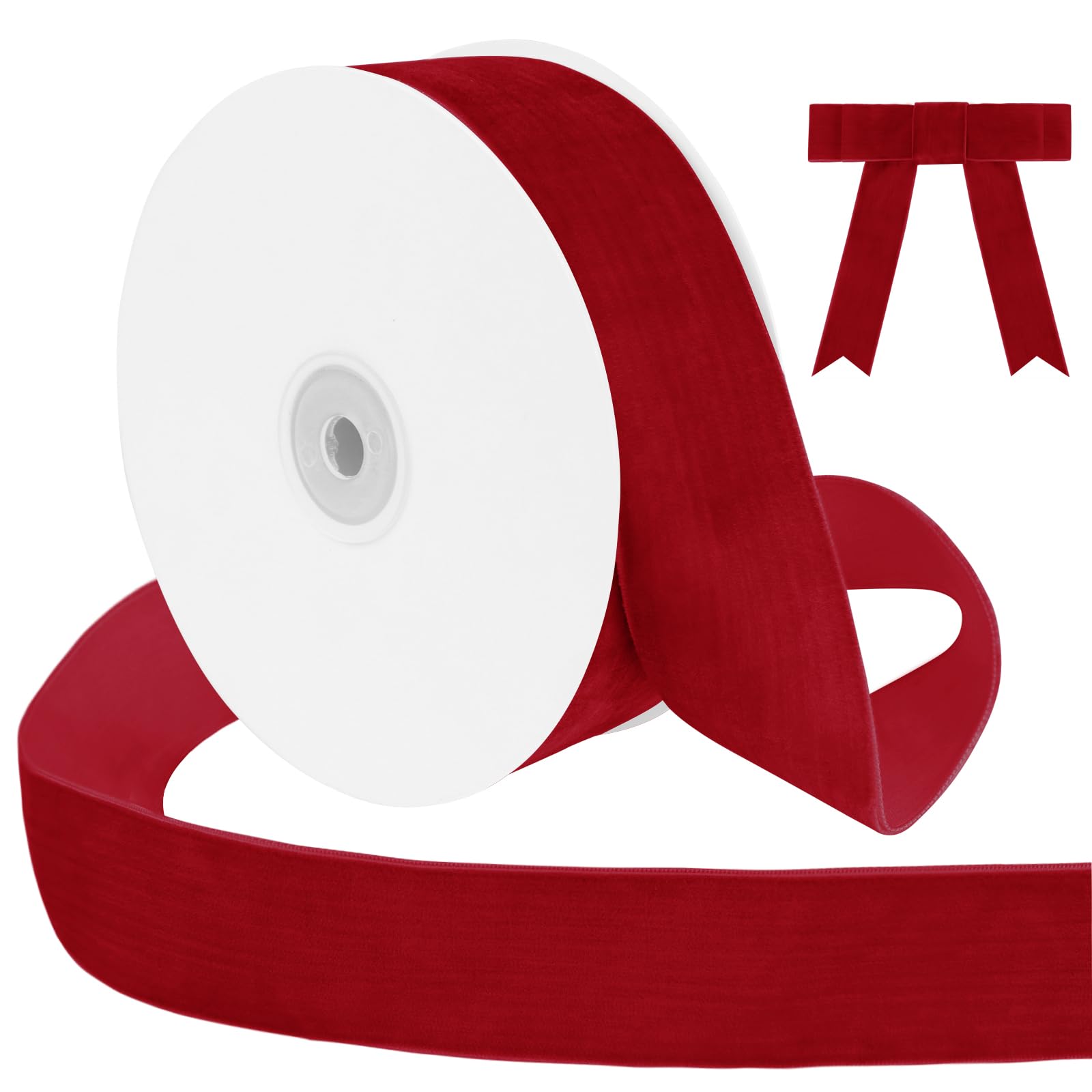Uiopa Red Velvet Ribbon, 38mm x 9m Single Face Wrapping Ribbon, Vintage Velvet Ribbons for Gift Wrapping, Wreaths, Wedding, Party, Home Decor, DIY Crafts