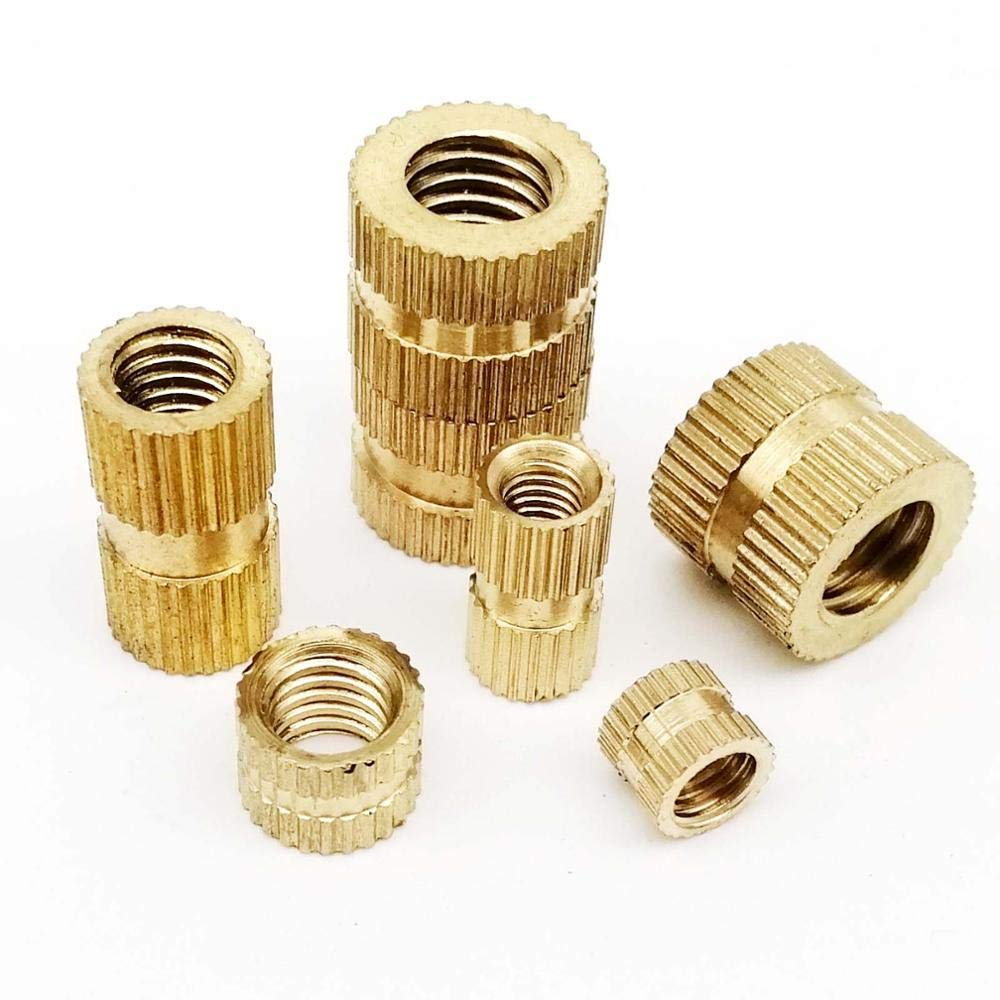 Dadi con inserti in ottone massiccio M2 M2.5 M3 M4 M5-25/50 pezzi Dadi zigrinati con filettatura metrica for progetti fai da te(25pcsxM5x7.2mmx4mm)